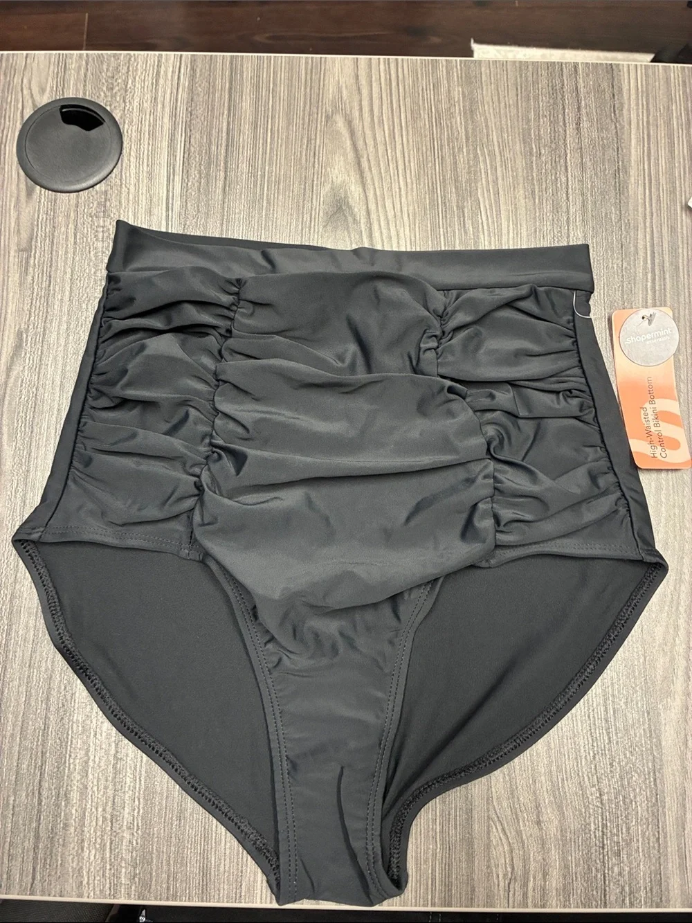Shapermint Charcoal Ruched High-Waist One-Piece Swim Bottom